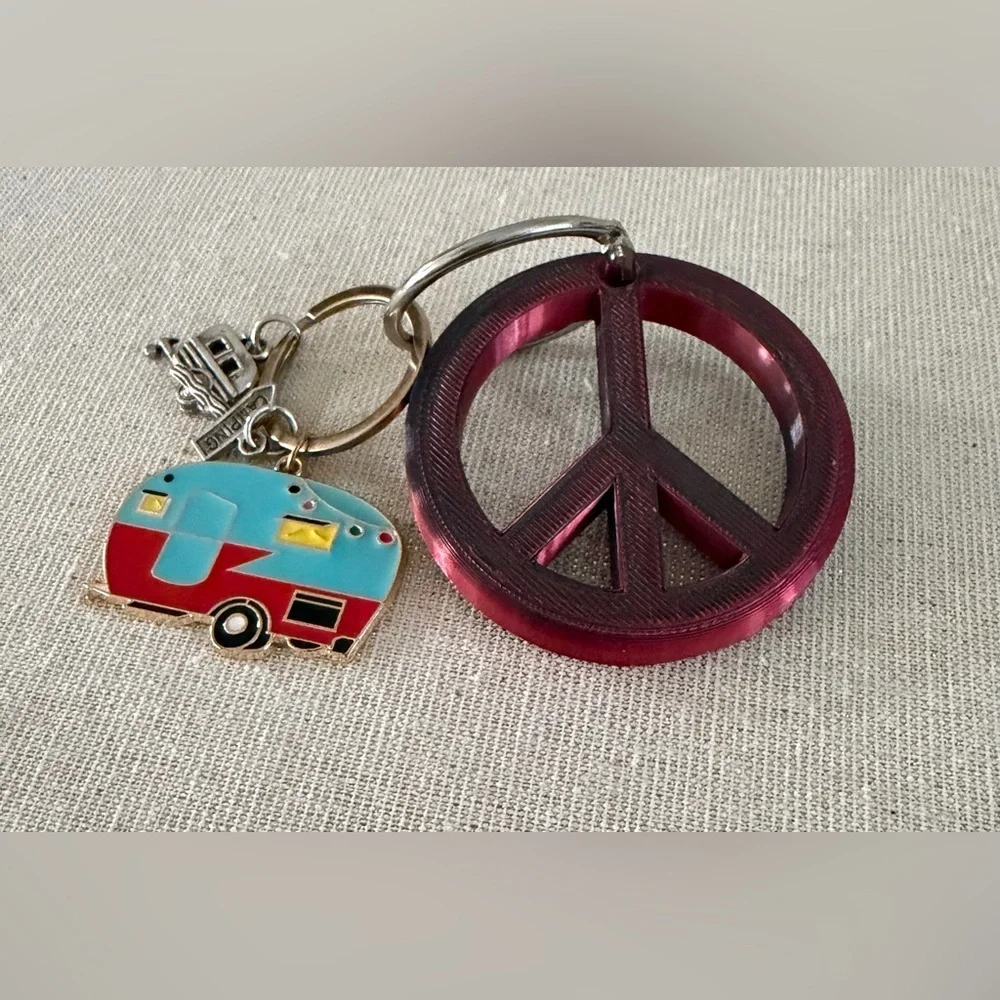Camper and peace sign Keychain.